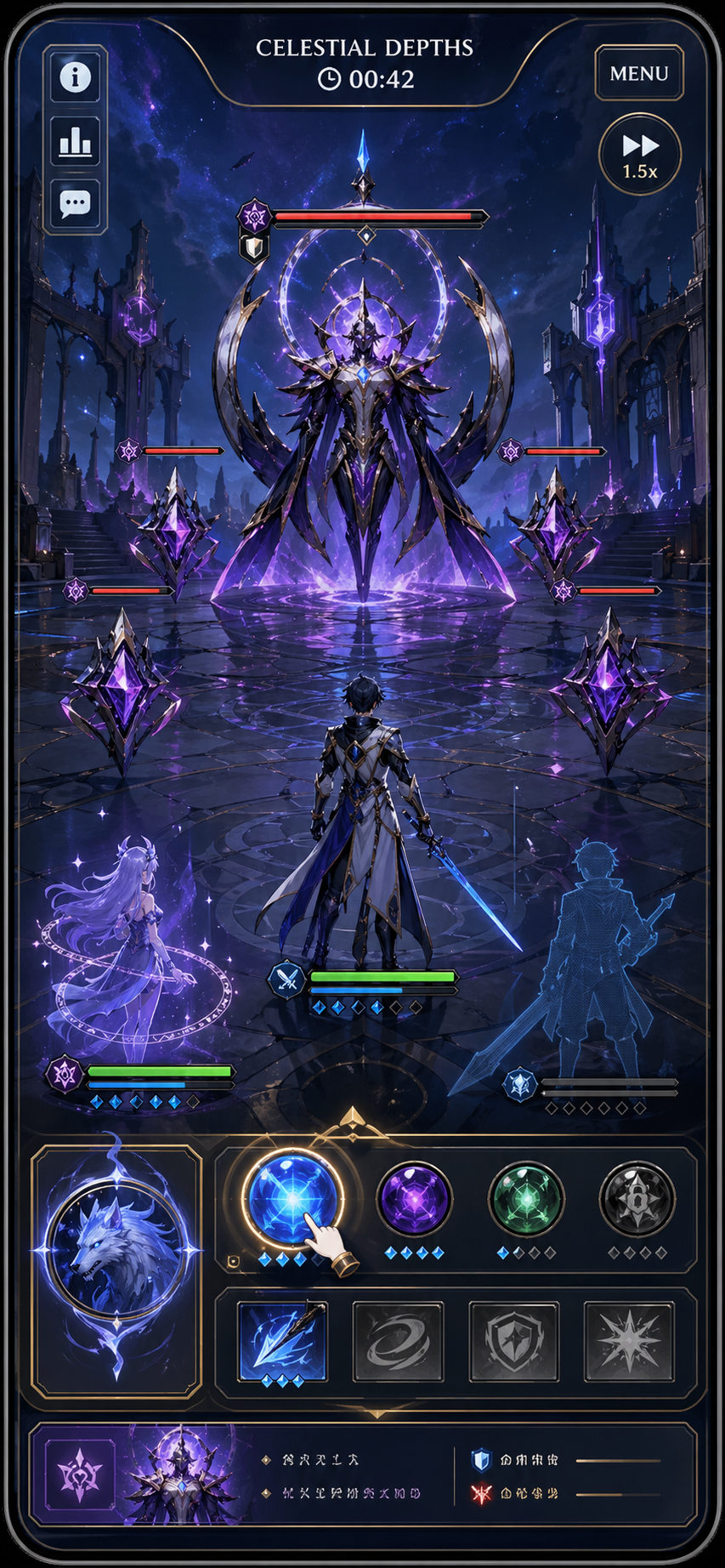 Selected mobile RPG battle-screen visual candidate A.